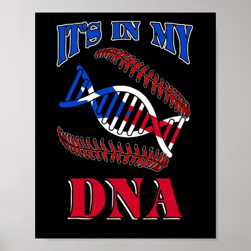 Puerto Rico Baseball DNA PR Boricua Flag Borinquen Poster