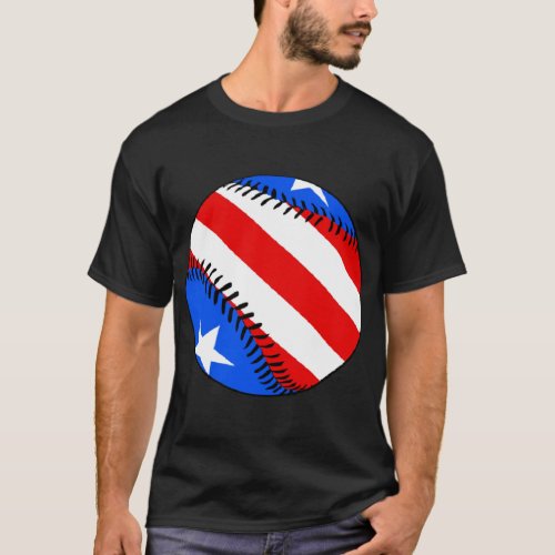 Puerto Rico Baseball  Flag Proud Boricua Men Women T_Shirt