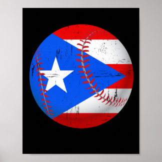 Puerto Rico Baseball Flag T-Shirt Poster