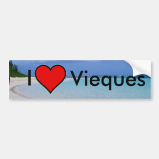 puerto rico beach, heart, I, Vieques - Customized Bumper Sticker