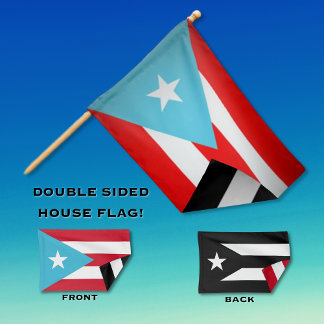 Puerto Rico/Black & White Double Sided House Flags