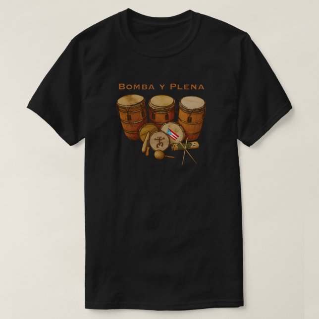 Puerto Rico Bomba y Plena Coqui Taino   T-Shirt (Design Front)