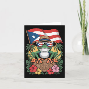 Puerto Rico Boricua Coqui Frog Taino Sun Puerto Ri Card