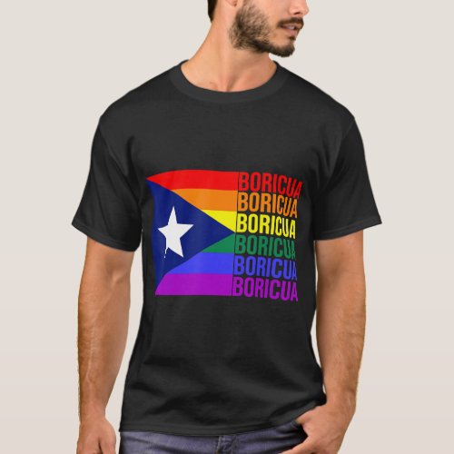 Puerto Rico Boricua Gay Pride LGBT Rainbow Wepa T_ T_Shirt