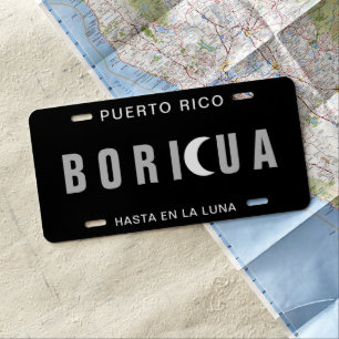 Puerto Rico Boricua Hasta en la Luna License Plate