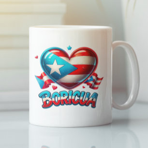 Puerto Rico Boricua Love Heart Flag Coffee Mug