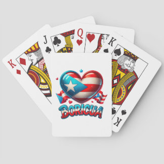 Puerto Rico Boricua Love Heart Flag Poker Cards