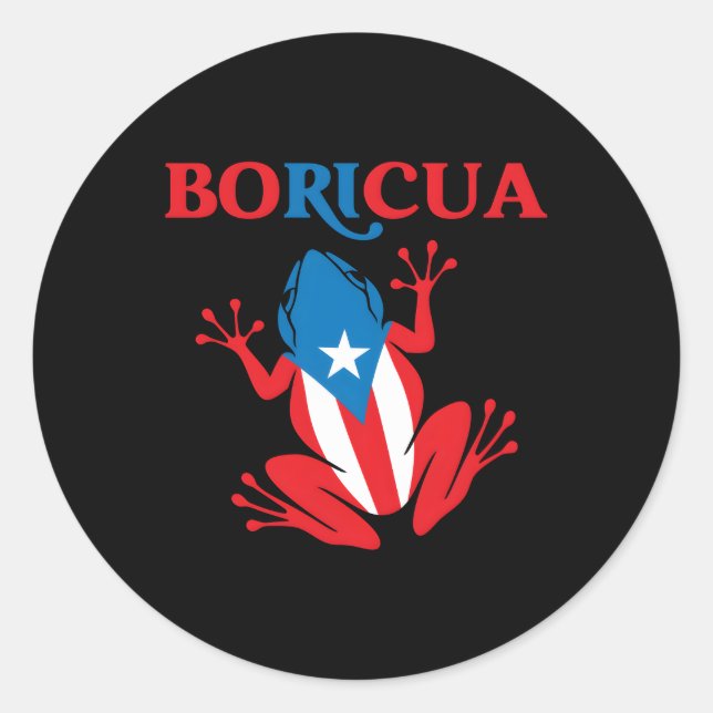 Puerto Rico Boricua Pride Coqui Flag Classic Round Sticker (Front)
