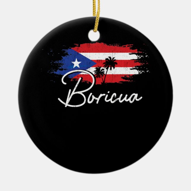Puerto Rico Boricua Puerto Rican Flag Pride Ceramic Ornament (Front)
