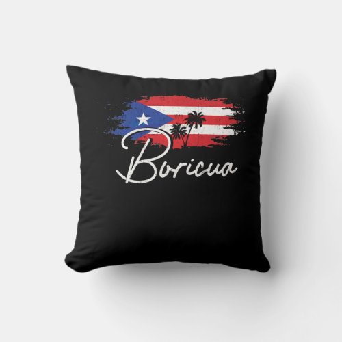 Puerto Rico Boricua Puerto Rican Flag Pride Throw Pillow