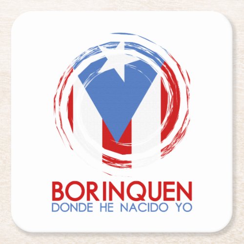 Puerto Rico Borinquen Square Paper Coaster