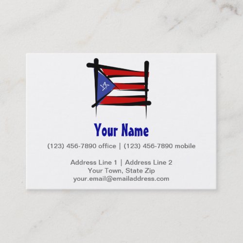 Puerto Rico Brush Flag Business Card