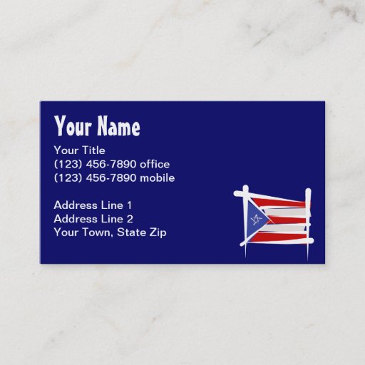 Customizable Puerto Rico Brush Flag Business Card Template