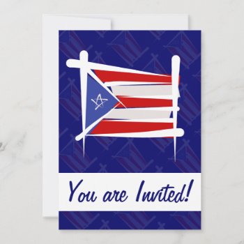 Puerto Rico Brush Flag Invitation by representshop at Zazzle