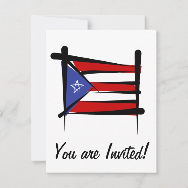 Puerto Rico Brush Flag Invitation (Front)