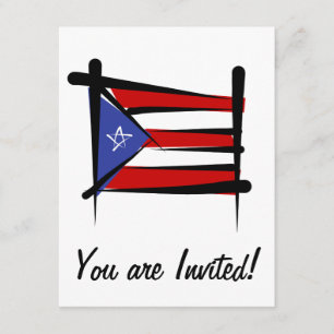 Puerto Rico Brush Flag Invitation