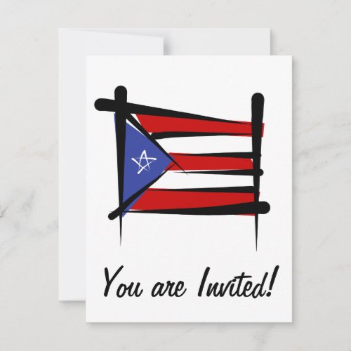 Puerto Rico Brush Flag Invitation