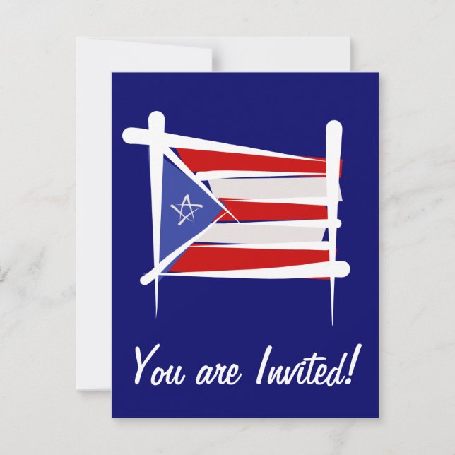 Puerto Rico Brush Flag Invitation (Front)