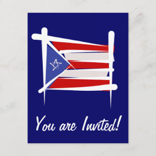 Puerto Rico Brush Flag Invitation