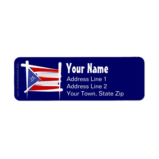 Puerto Rico Brush Flag Label (Front)