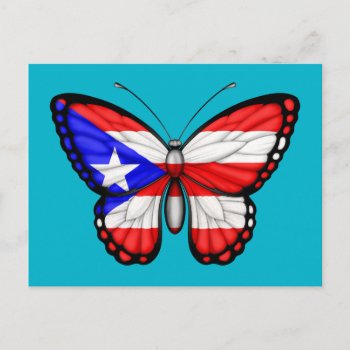 Puerto Rico Butterfly Flag Postcard by JeffBartels at Zazzle