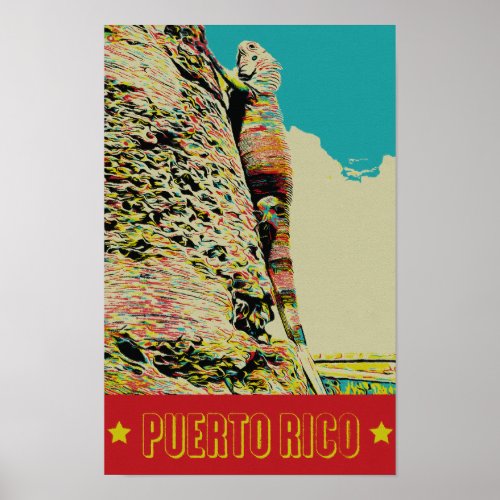 Puerto Rico Caribbean iguana Postcard Poster