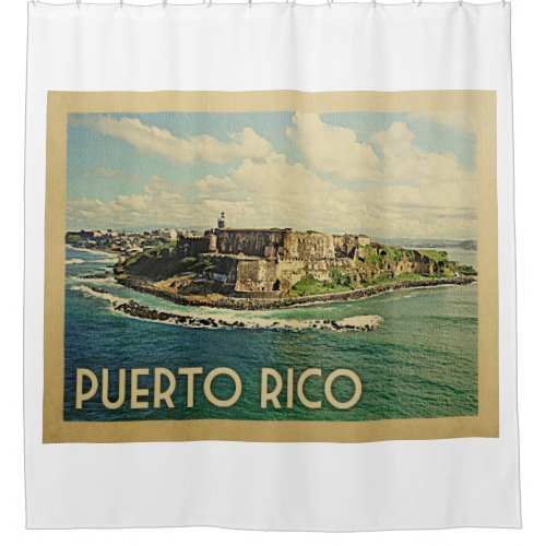 Puerto Rico Castillo San Felipe Vintage Travel Shower Curtain