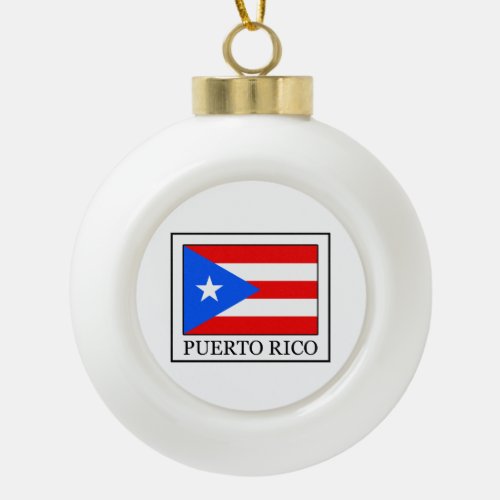 Puerto Rico Ceramic Ball Christmas Ornament
