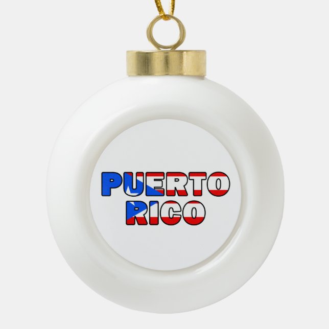 Puerto Rico Ceramic Ball Christmas Ornament (Front)