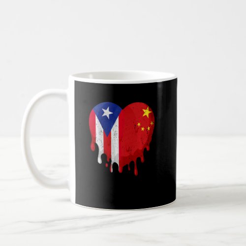 Puerto Rico China Flag Heart Citizen Grown Patriot Coffee Mug