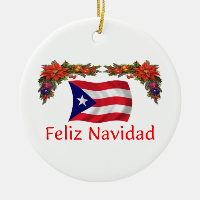 Puerto Rico Christmas Ceramic Ornament (Front)