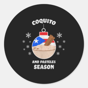 Puerto Rico Christmas Coquito And Pasteles Season Classic Round Sticker