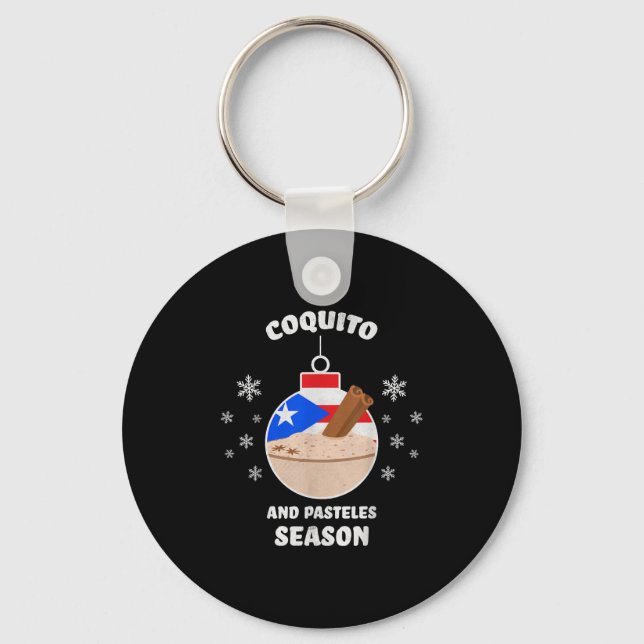 Puerto Rico Christmas Coquito And Pasteles Season  Keychain (Front)