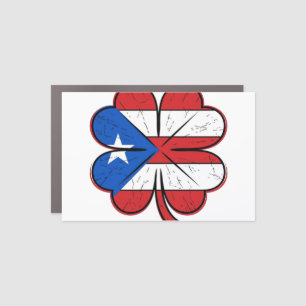 Puerto Rico Clover Flag Vintage Engraving Vector D Car Magnet