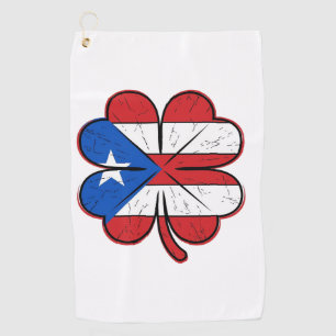 Puerto Rico Clover Flag Vintage Engraving Vector D Golf Towel