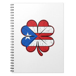 Puerto Rico Clover Flag Vintage Engraving Vector D Notebook