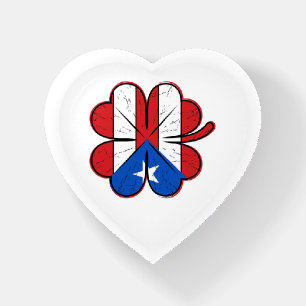 Puerto Rico Clover Flag Vintage Engraving Vector D Paperweight