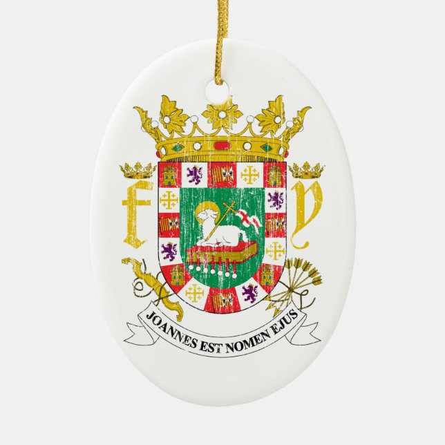 Puerto Rico Coat Of Arms Ceramic Ornament (Front)