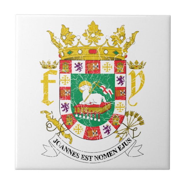 Puerto Rico Coat Of Arms Ceramic Tile (Front)