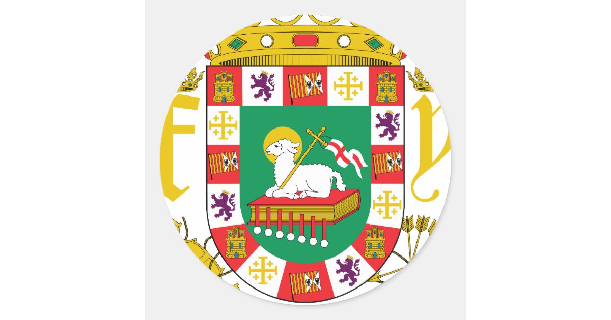 Puerto Rico Coat Of Arms Classic Round Sticker