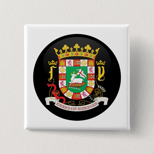 Puerto Rico Coat of Arms detail Pinback Button (Front)