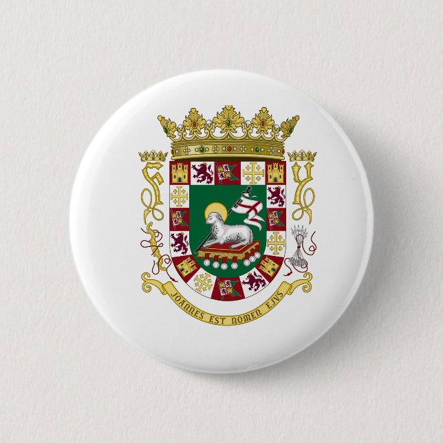 Puerto Rico Coat of Arms Pinback Button (Front)