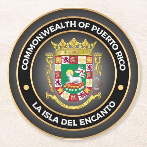 Puerto Rico Coat of Arms Round Paper Coaster