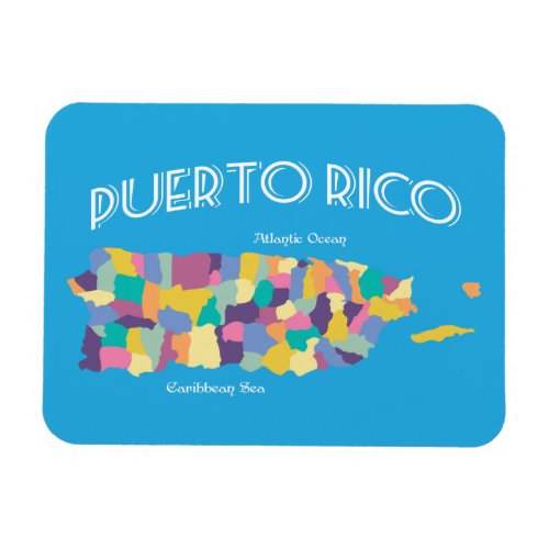 Puerto Rico Colorful Map Magnet