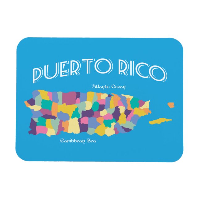 Puerto Rico Colorful Map Magnet (Horizontal)