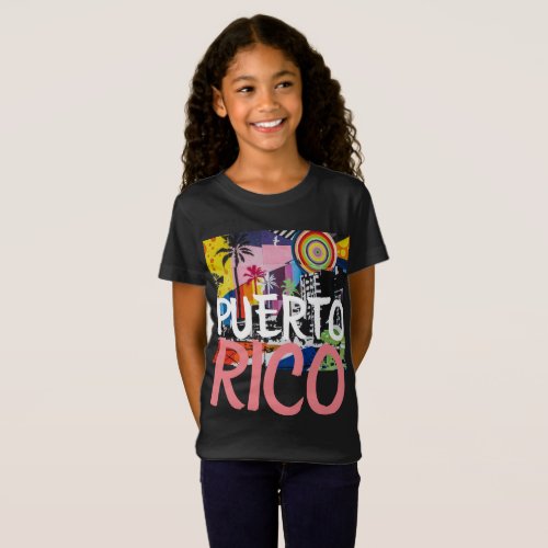 Puerto Rico Cool Graffiti Mural Shirt Girls T_Shirt
