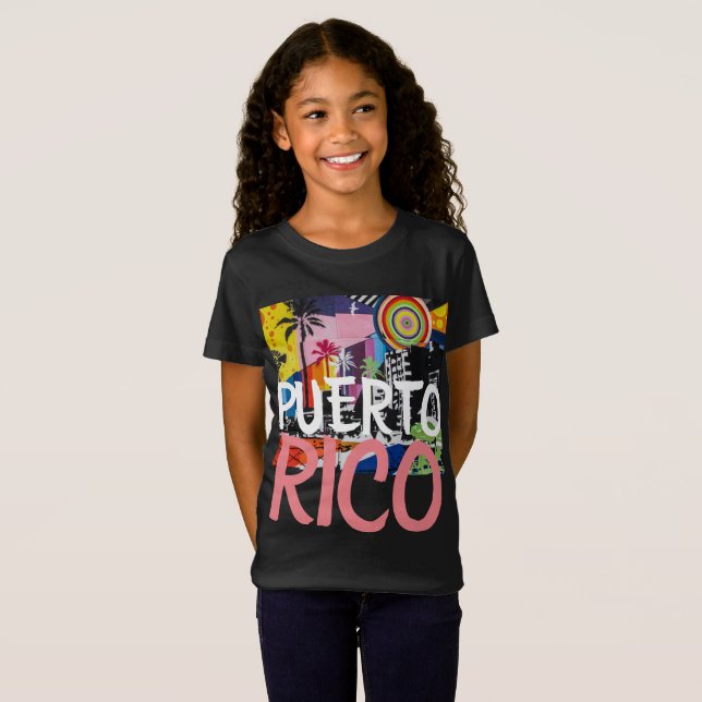 Puerto Rico Cool Graffiti Mural Shirt, Girl's T-Shirt (Front Full)