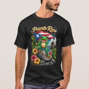 Puerto Rico Coqui Frog Boricua Taino Flag Tropical T-Shirt
