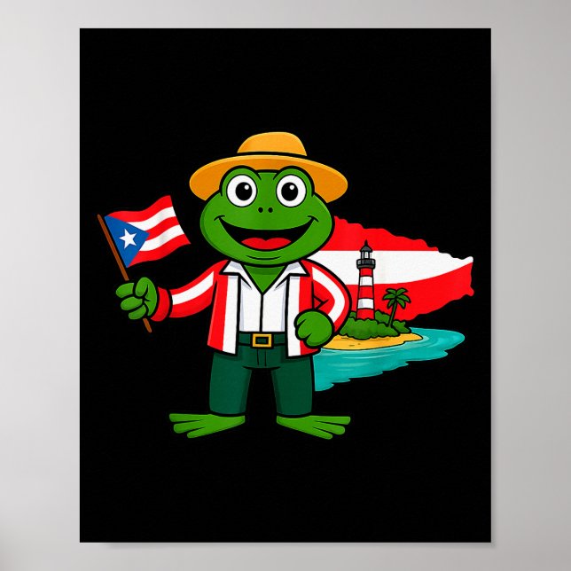 Puerto Rico Coqui Frog Flag Shirt For Men Women Ki Poster (Front)