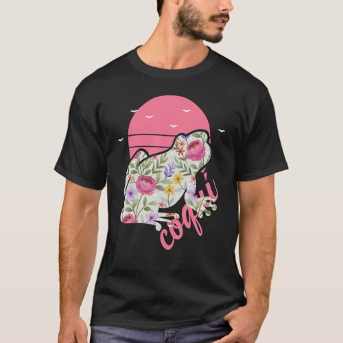 Puerto Rico Coqui Frog Floral Graphic T_Shirt